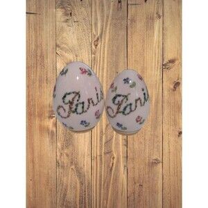 Delvaux Paris Hand Painted Porcelain Egg Shakers Display Only Vintage